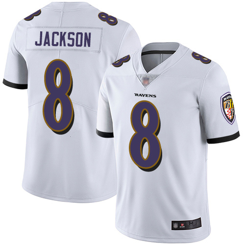 Baltimore Ravens Limited White Men Lamar Jackson Road Jersey NFL Football #8 Vapor Untouchable
